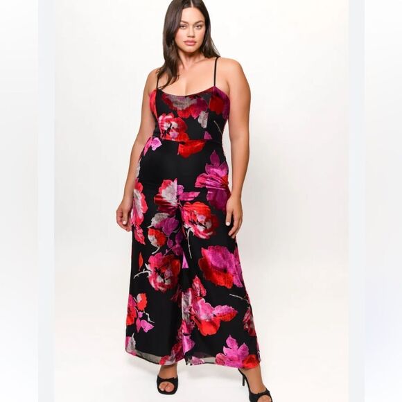 NWT Hutch Nalini Jumpsuit Floral Velvet Size 14